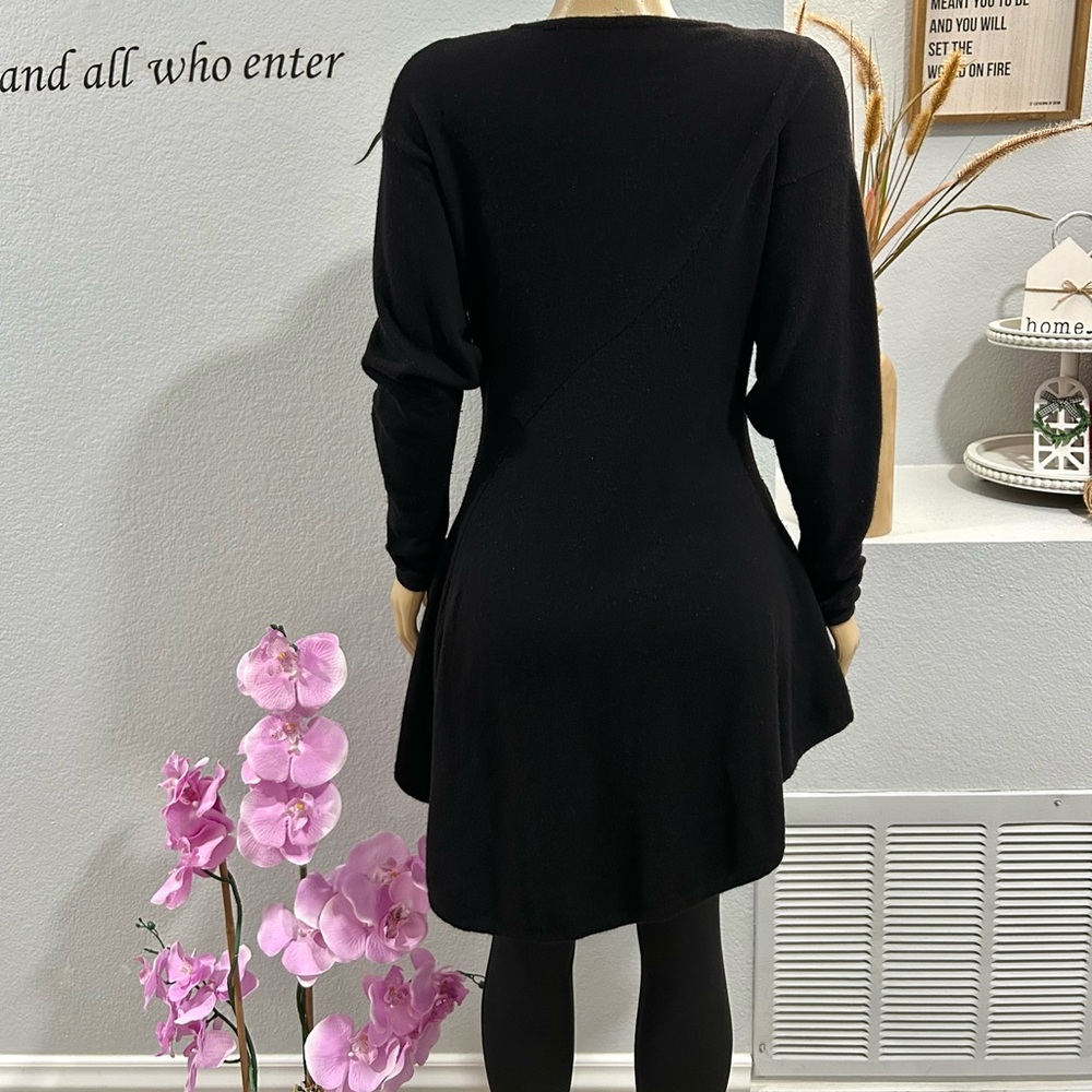 Shirin Black Sweater Top Size L Large Knit Pullover Asymmetrical Cashmere - Picture 3 of 5